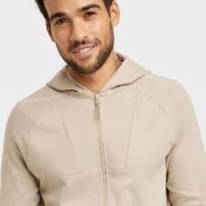 All In Motion Men’s Ponte  Full Zip Hoodie Sweatshirt  Size XL Beige Like New